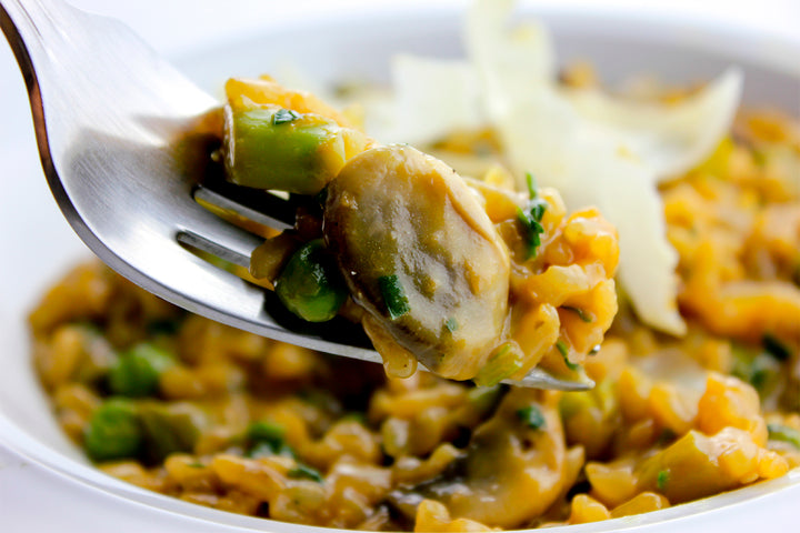 Hamppuinen parsa-herkkusienirisotto